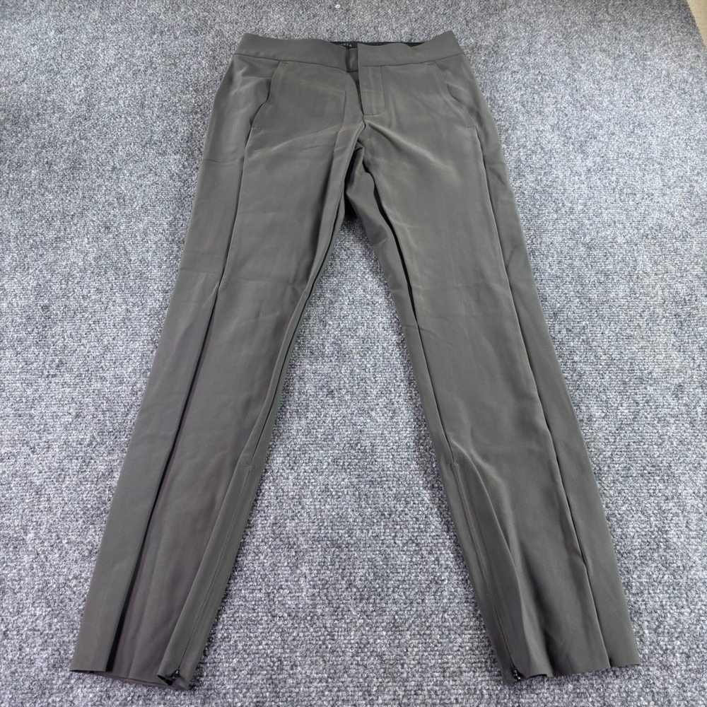 Athleta Stellar Trouser Women Size 0 Olive Green Slim Ankle Zip Stretch Pants